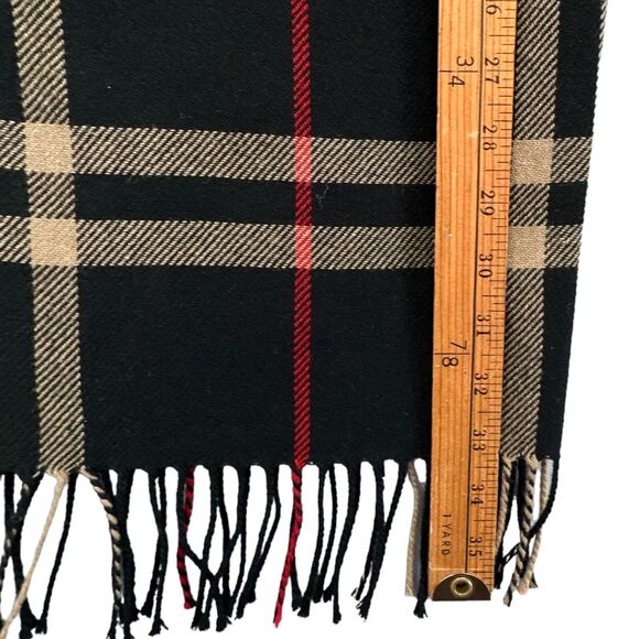 Nouveaux Plaid Maxi Skirt Womens Sz 14 Black Red Fringed Hem Fall Grunge Preppy - Picture 11 of 12